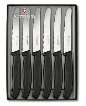 Набор ножей Victorinox Swiss Classic столовый заточка: серрейторная черный 110 мм (6шт. в наборе) (арт-6.7333.6g)