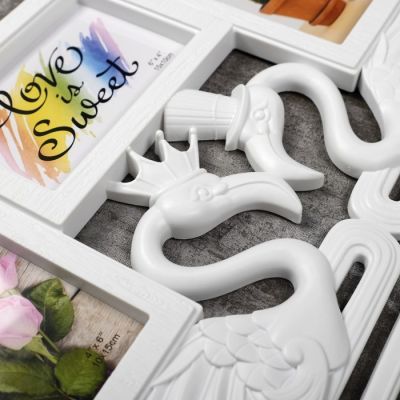 Фоторамка пластик на 3 фото 10х15 см "Фламинго" белая 29х42 см