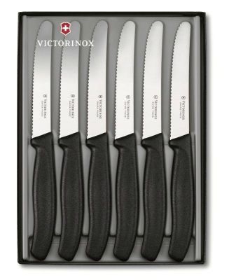 Набор ножей Victorinox Swiss Classic столовый заточка: серрейторная черный 110 мм (6шт. в наборе) (арт-6.7333.6g)