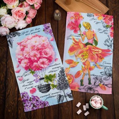 Полотенце кух "Доляна" Волшебная весна 34*60 см, рогожка, 100% хлопок 160 гр/м