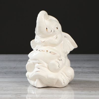 Копилка "Слоник с подушкой", декор с золотом, 20 см