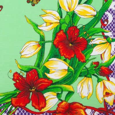 Полотенце вафельное  "Цветы" 45х60 см, сиреневый, 160 гр/м, хл,