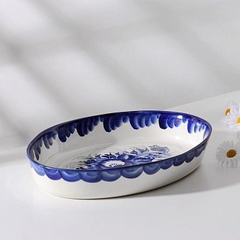 Противень овальный большой, 31х21х5 см, жаропрочный фарфор , сорт 3