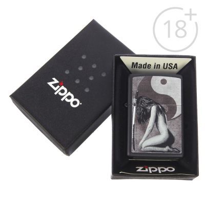 Зажигалка ZIPPO 218 Woman sword с покрытием Black Matte