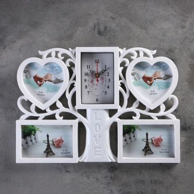 Часы настенные, серия: Фото, "Древо жизни", 4 фоторамки, 44х31 см, микс