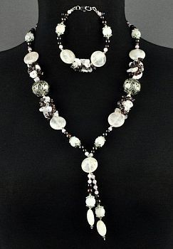 Комплект Гранат, розовый кварц "Ледяная сказка" арт.КР-144