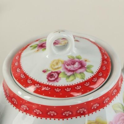 Сервиз чайный Доляна «Первый цвет»,13 предметов: чайник 1 л, 6 чашек 210 мл, 6 блюдец