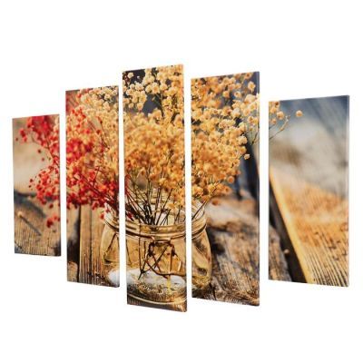 Модульная картина "Гербарий" (2-23х52; 2-24х70; 1-24х80) 120х80см