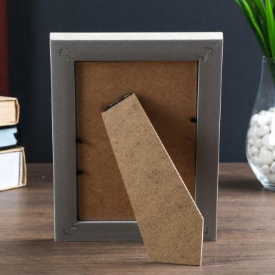 Фоторамка пластик 10х15 см "Базиль" выбеленный дуб с золотым обрамлением 19х14 см