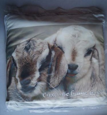 Плед-подушка "Две белых овечки и надпись "Счастье быть вместе" №2 (плед красный или белый)