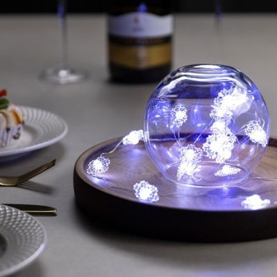 Гирлянда «Нить» 2 м роса с насадками «Снежинка», IP20, серебристая нить, 20 LED, свечение белое, 2 режима, ААх2