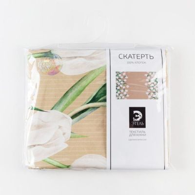 Скатерть "Этель" Белые тюльпаны 149х220см, 100% хл, саржа 190 г/м2