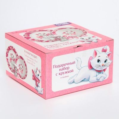 Набор посуды «Мари», 3 предмета: тарелка Ø 16,5 см, миска Ø 14 см, кружка 200 мл, Коты Аристократы