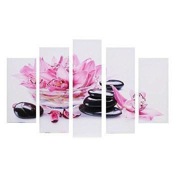 Модульная картина "Орхидеи в воде" (2-23х52; 2-24х70; 1-24х80) 120х80см