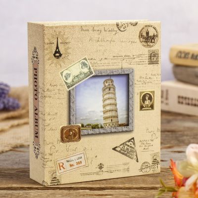 Фотоальбом на 40 фото 10х15 см "Башня" золот.обводка в коробке МИКС 17х14х4,5 см