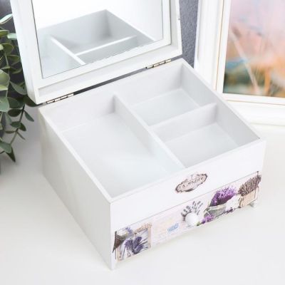 Шкатулка дерево с зеркалом "Букеты с лавандой" 11,5х17х15 см