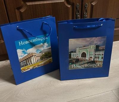 Пакет подарочный ламинированный синий «Новосибирск» (18 х 23 см)