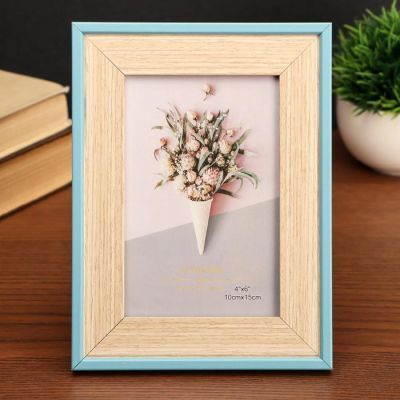 Фоторамка пластик 10х15 см "Белённый дуб с голубой каймой" 19,5х15х1,2 см