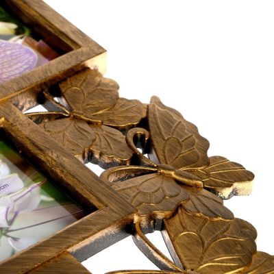 Фоторамка пластик на 11 фото 10х10, 10х15 см "Бабочки" золото 49х63 см