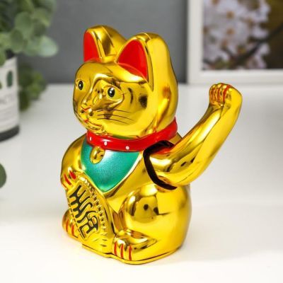 Сувенир "Кот Манэки-нэко", цвет золото