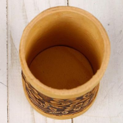 Туес «Цветы», высокий, 6×6×12 см, береста