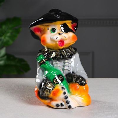 Копилка "Кот пират", покрытие лак, разноцветная, 25 см, микс