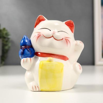 Копилка керамика "Манэки-нэко с хулу" МИКС 16х13х8,5 см