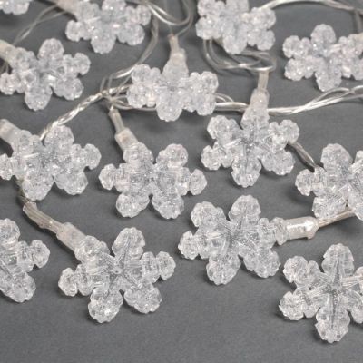 Гирлянда «Нить» 5 м с насадками «Снежинки», IP20, прозрачная нить, 20 LED, свечение мульти (RG/RB), мигание, 220 В