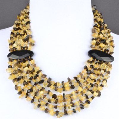 Колье Цитрин, раухтопаз "Богемия" арт.П3345