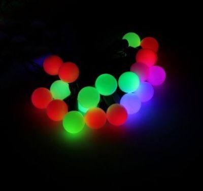 Гирлянда уличная "Метраж" (Шарики 1,5 см, 20 м, нить темная, моргает, мульти)