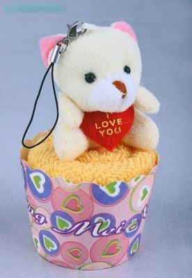 Полотенце с мишкой "Я тебя люблю" (20х20 см)