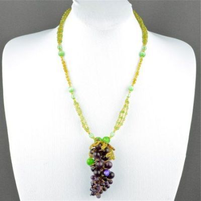 Колье Агат, оникс, кошачий глаз "Виноград" арт.БАЛ-1170