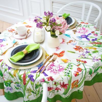 Скатерть "Луговые цветы" d=150 см, 100% хл, саржа 190 гр/м2