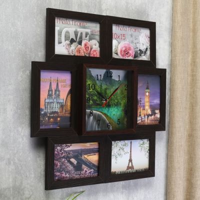 Часы-фоторамка "Водопад" на 6 фото 10х15 см