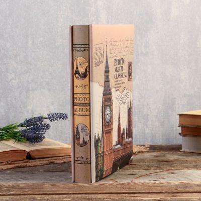 Фотоальбом на 400 фото 10х15 см "Башня" в короб, зол.обводка МИКС 33,5х27,5х5,5 см