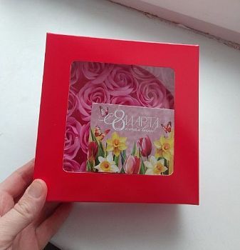 Набор мыльных роз в подарочной коробке "С 8 Марта" (19 розочек) + мини-открытка "С 8 Марта" 