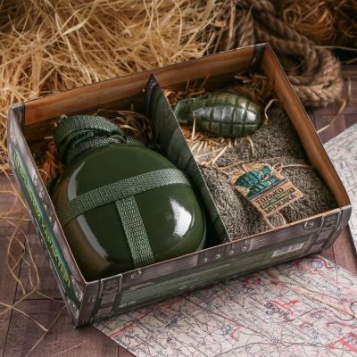 Набор "Только для настоящего мужика", фляжка 1л, мыло 40 г, полотенце