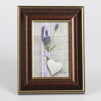 Фоторамка пластик 10х15 см "Тёмный шоколад и золото" 22,1х17,1х2,1 см