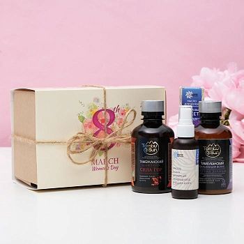 Подарочный набор с органической косметикой «Весенняя рапсодия»: шампунь + бальзам + масло для волос