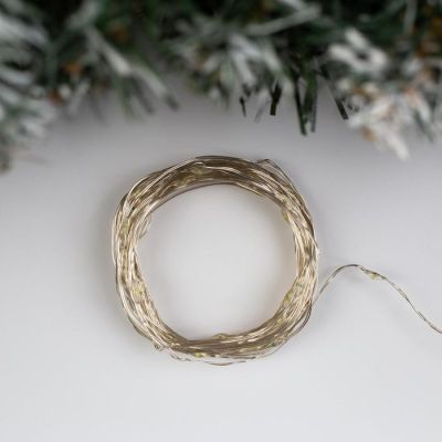 Гирлянда «Нить» 5 м роса, IP20, серебристая нить, 50 LED, свечение белое, 2 режима, AAх3