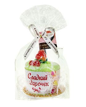 Полотенце-пирожное "Сладкий подарочек с клубникой" (9х8см)