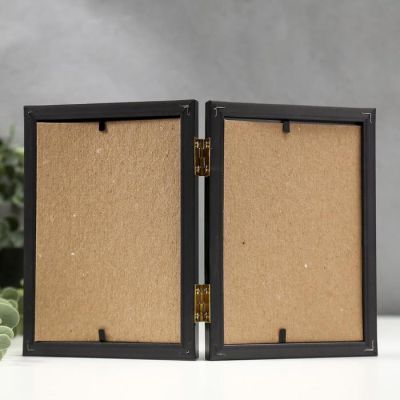 Фоторамка пластик 10х15 двойная-вертикаль, чёрный