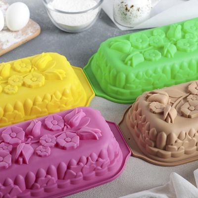 Форма для выпечки Доляна «Хлеб. Цветы», 17×32×7 см, цвет МИКС