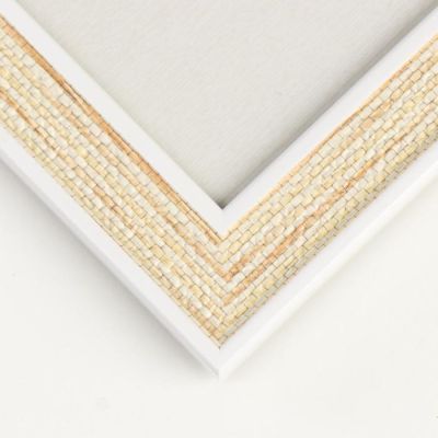 Фоторамка пластик 13х18 см "Плетение" жёлтый беж с белой обводкой 21,5х16,5 см