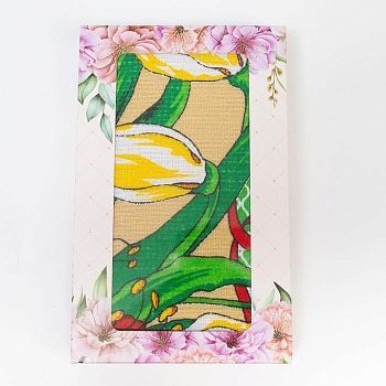 Полотенце вафельное в коробке "Цветы" 45х60 см, салатовый, 160 гр/м, хл,