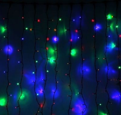 Гирлянда уличная УМС "Занавес" (Ш:2 м, В: 3 м, нить темная, мульти, без контр.)