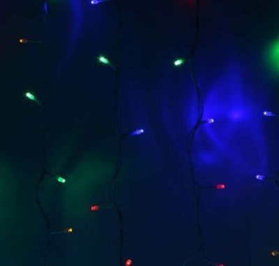 Гирлянда уличная УМС "Занавес" (Ш:2 м, В: 3 м, нить белая, мульти)