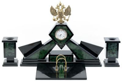 Настольный набор "Герб" камень нефрит №5