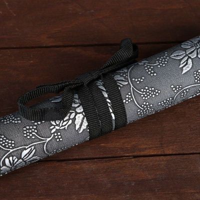 Сув. изделие катаны 2в1 на подставке, ножны кожзам, цветы серые 47/70см