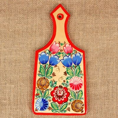 Доска разделочная «Цветы», городецкая роспись